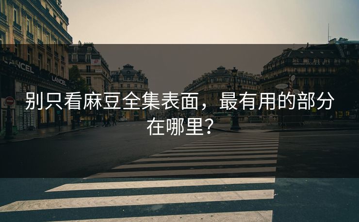别只看麻豆全集表面,最有用的部分在哪里?